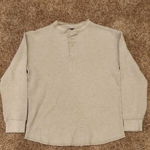 Cherokee Boy's Light Tan Long Sleeve Henley, Size 10/12